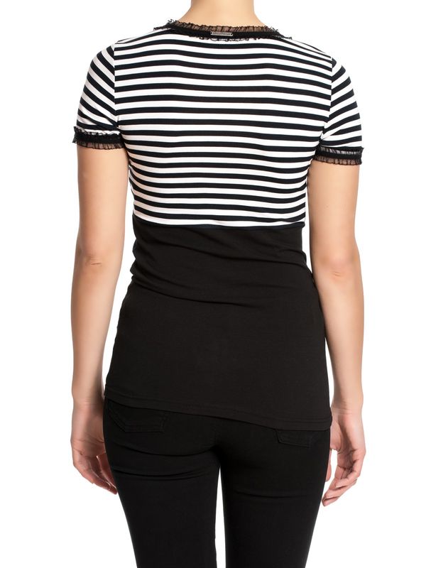 Nastrovje Potsdam Pussy Deluxe Stripey black/white on black Damen T-Shirt schwarz/weiß Fabrikverkauf
