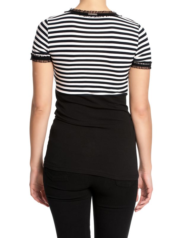 Nastrovje Potsdam Pussy Deluxe Stripey black/white on black Damen T-Shirt schwarz/weiß Fabrikverkauf