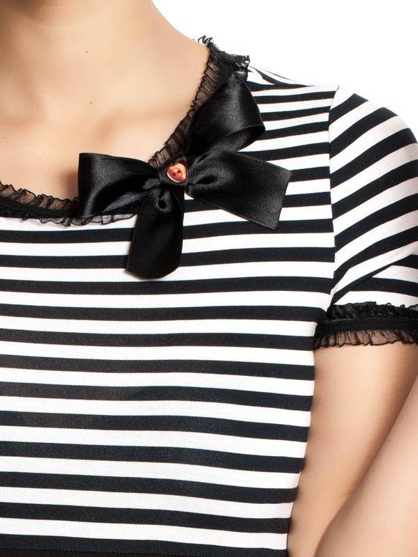 Nastrovje Potsdam Pussy Deluxe Stripey black/white on black Damen T-Shirt schwarz/weiß Fabrikverkauf