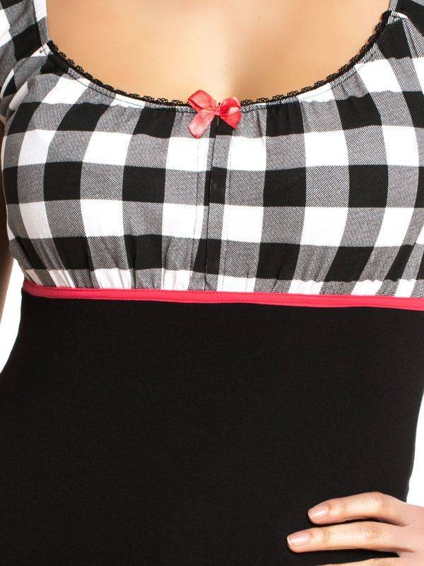 Nastrovje Potsdam Pussy Deluxe Evie Plaid Damen T-Shirt schwarz/weiß Meist gekauft