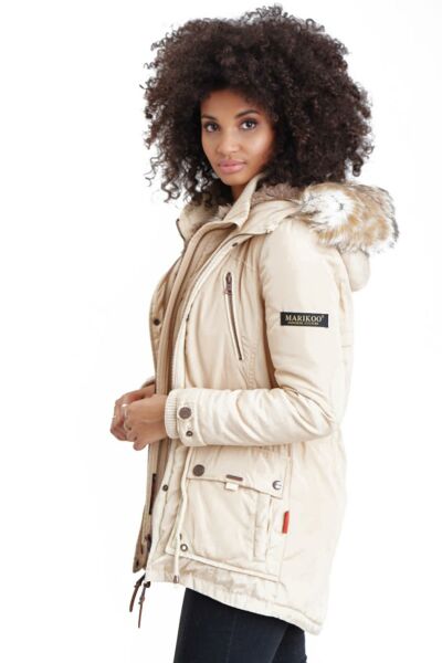 Navahoo Grinsekatze Damen lange Winterjacke mit Kapuze Kauf eins, bekomm eins gratis
