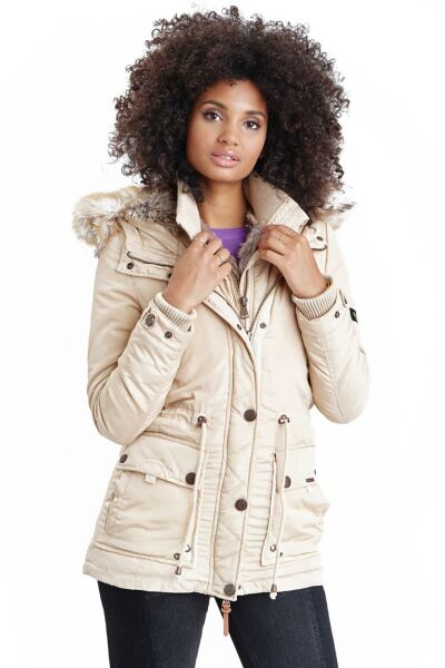 Navahoo Grinsekatze Damen lange Winterjacke mit Kapuze Kauf eins, bekomm eins gratis