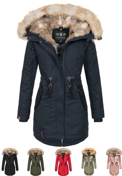 Navahoo Navahoo Bombii Damen Winterjacke lang mit Kunstfell Black Friday Preise