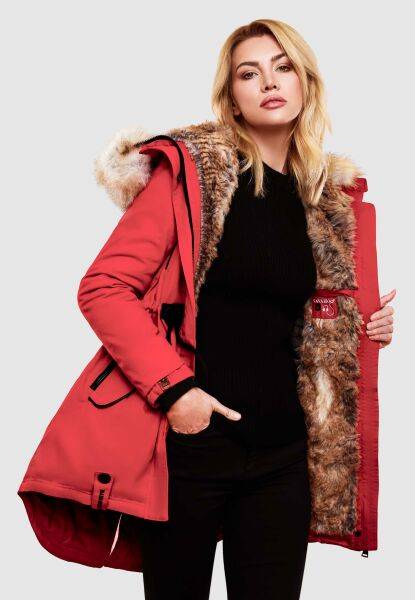 Navahoo Navahoo Bombii Damen Winterjacke lang mit Kunstfell Black Friday Preise