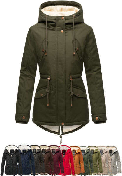 Navahoo Manolya Damen Parka Winterjacke mit Teddyfell