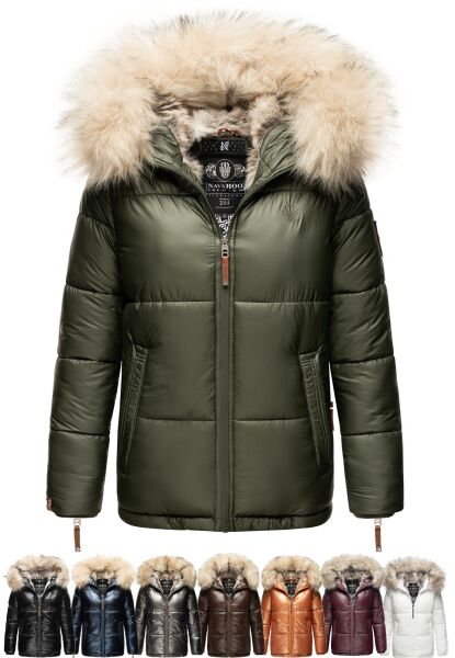 Navahoo Navahoo Tikunaa Damen Winterjacke mit Kapuze und Kunstfellkragen
