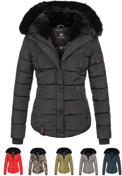 Navahoo Lotusblüte warme Damen Winterjacke gesteppt mit Kunstfell