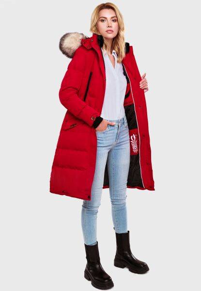 Navahoo Schneesternchen Damen lange Winter Steppjacke mit Kapuze Auslauf