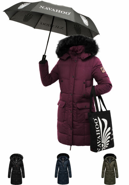 Navahoo Navahoo Cosimaa Damen Parka Winterjacke mit Regenschirm und Tragetasche