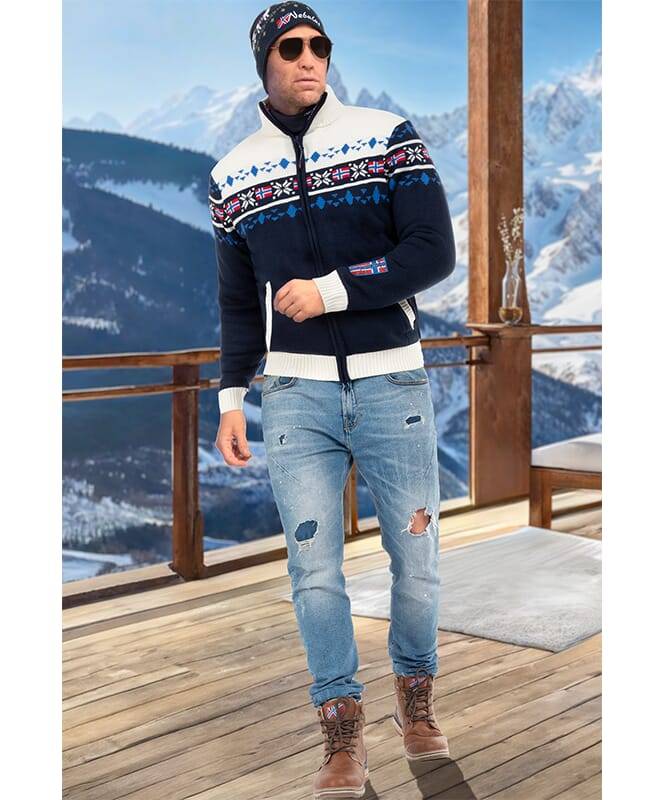 Nebulus Norweger Strickjacke mit Teddyfell CANADIAN Herren Neuheiten