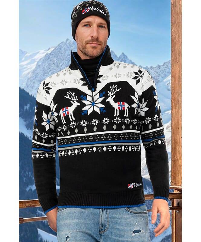 Nebulus Norweger Strickpulli mit Teddyfell FRIA Herren Im Verkauf