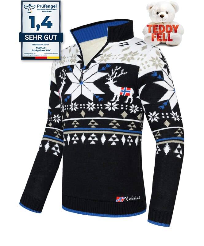 Nebulus Norweger Strickpulli mit Teddyfell FRIA Herren Im Verkauf