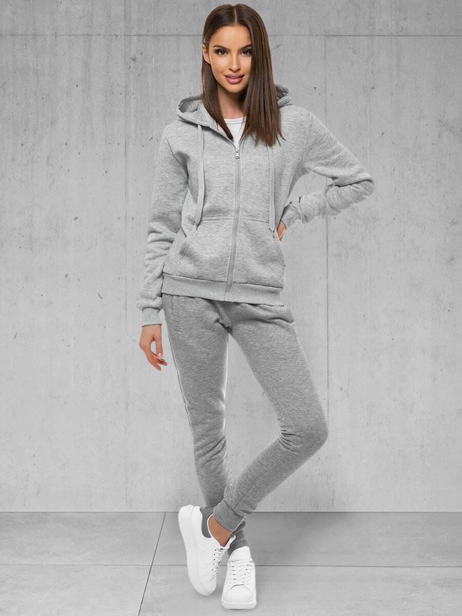 Ozonee Damen Trainingsanzug Grau OZONEE 53
