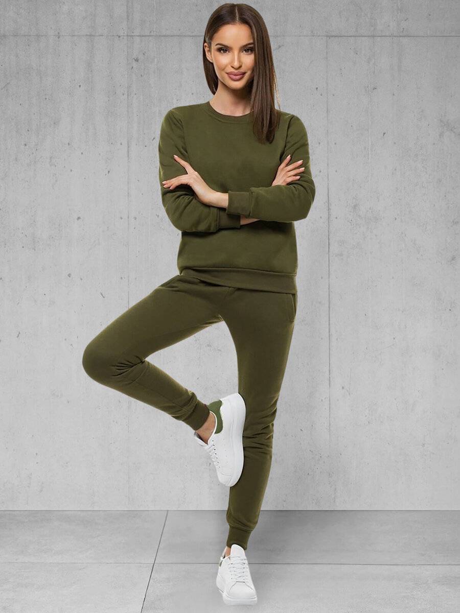 Ozonee Damen Trainingsanzug Khaki OZONEE 51 Kostenlose Rückgabe