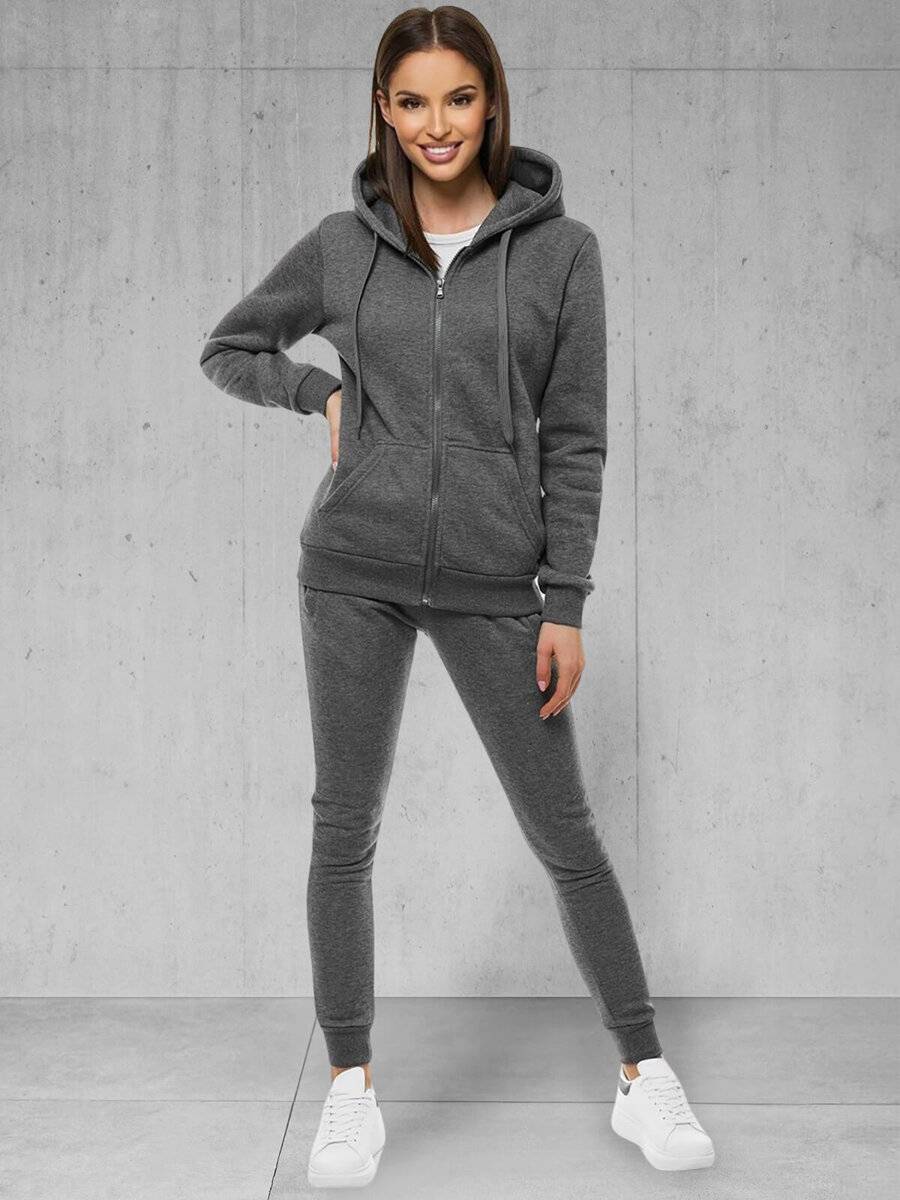 Ozonee Damen Trainingsanzug Dunkelgrau OZONEE 48