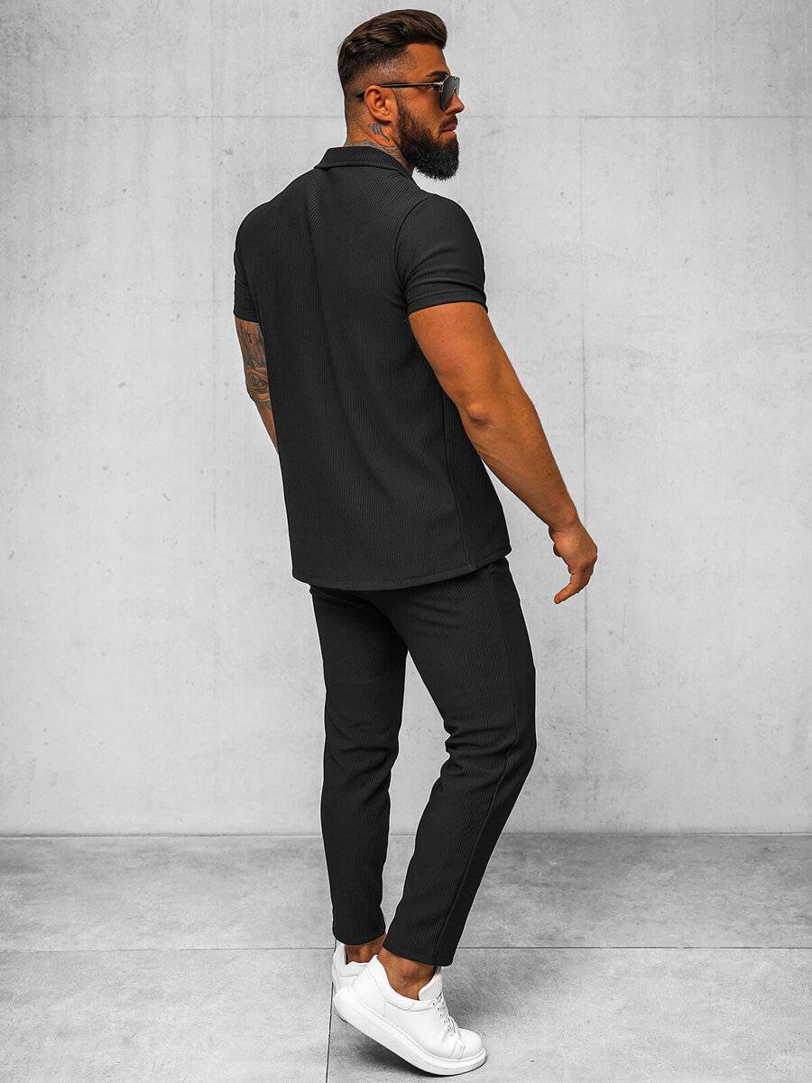 Ozonee Schwarzes Herrenset – Hemd und Hose OZONEE O/Y963TSP Discount Store für neue Produkte