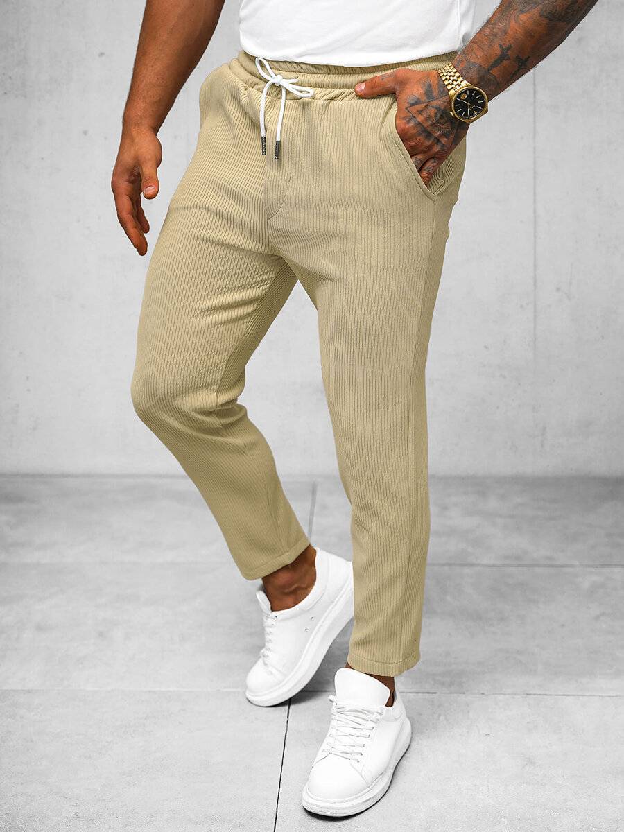 Ozonee Beige Herrenset – Hemd und Hose OZONEE O/Y963TSP Nur noch ein Tag übrig
