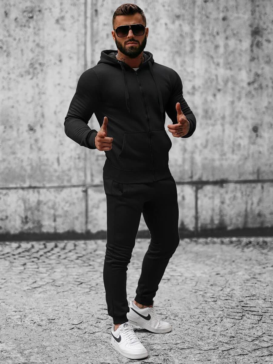 Ozonee Herren Sportanzug Schwarz OZONEE JS/XW2008 Jubiläumsangebot