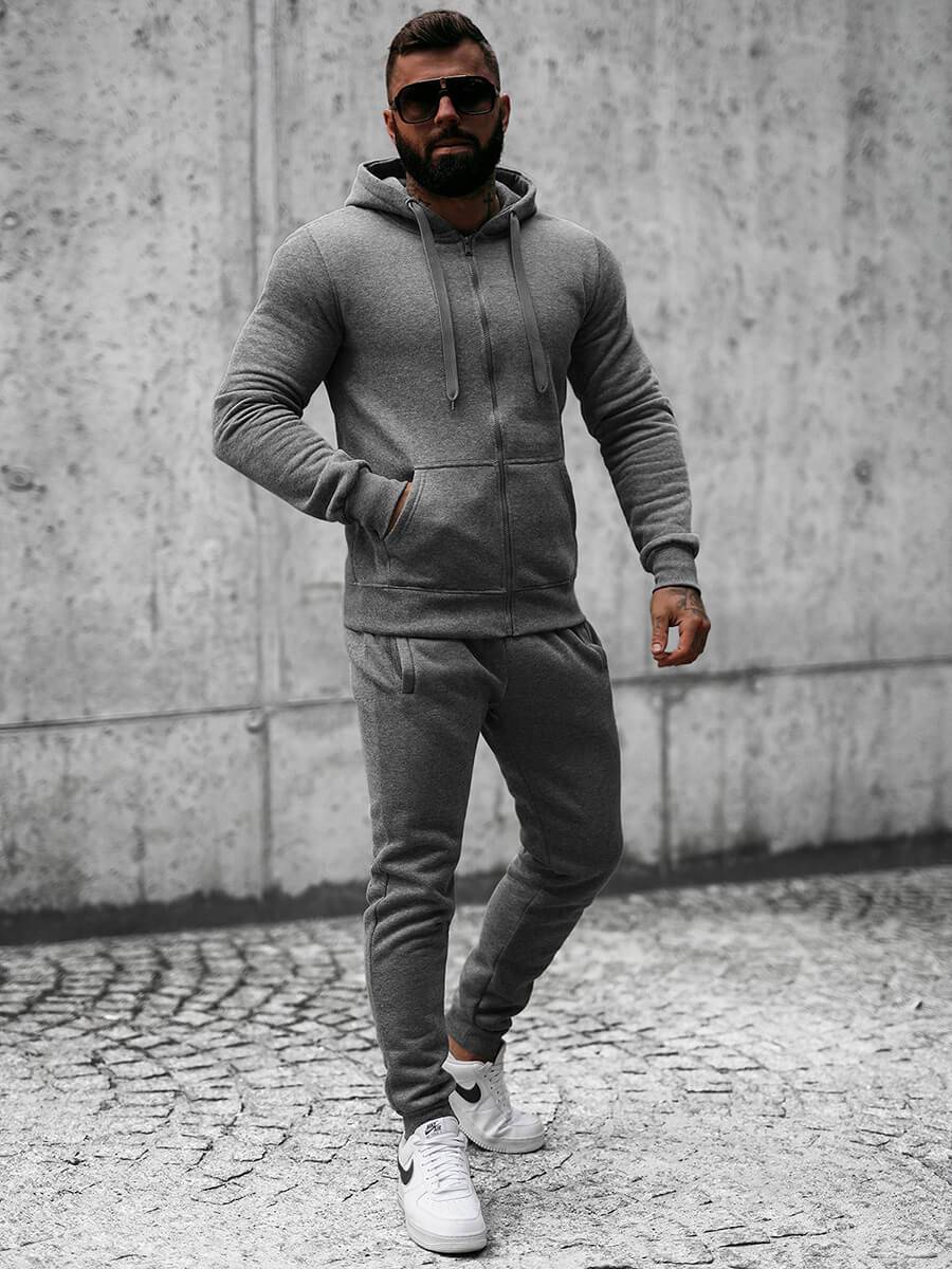 Ozonee Herren Sportanzug Anthrazit OZONEE JS/XW2008 Heißer Verkauf