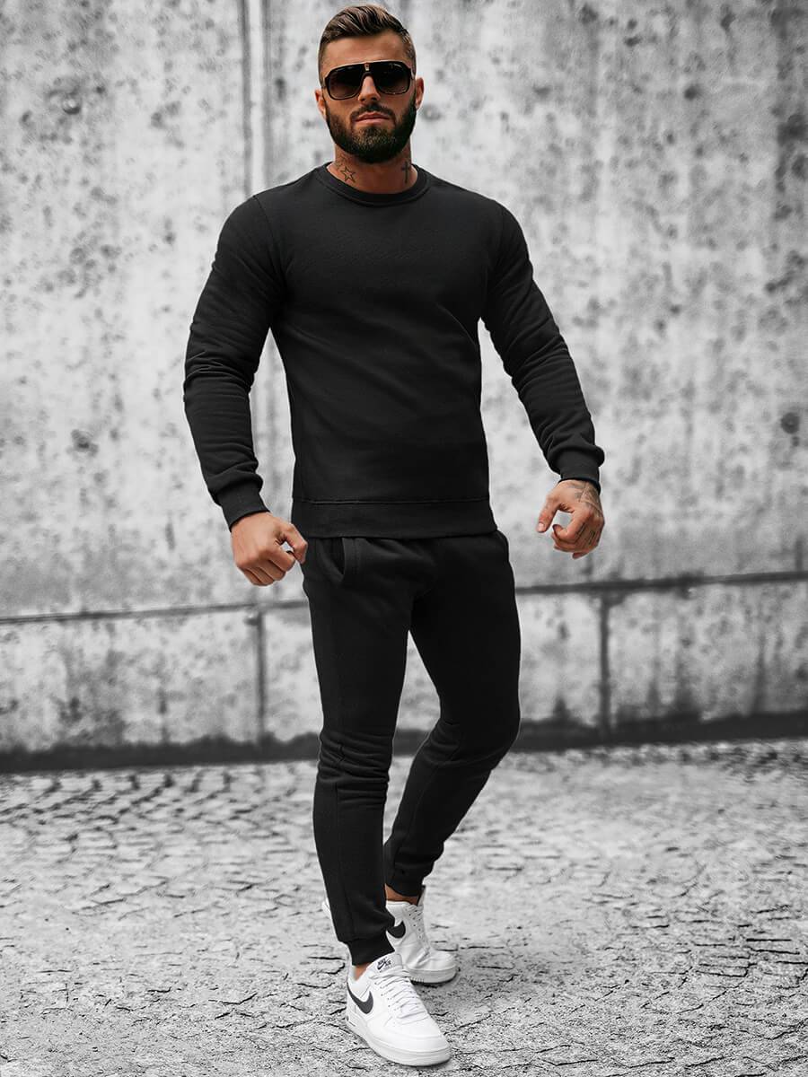 Ozonee Herren Sportanzug Schwarz OZONEE JS/XW2001 Top Angebot