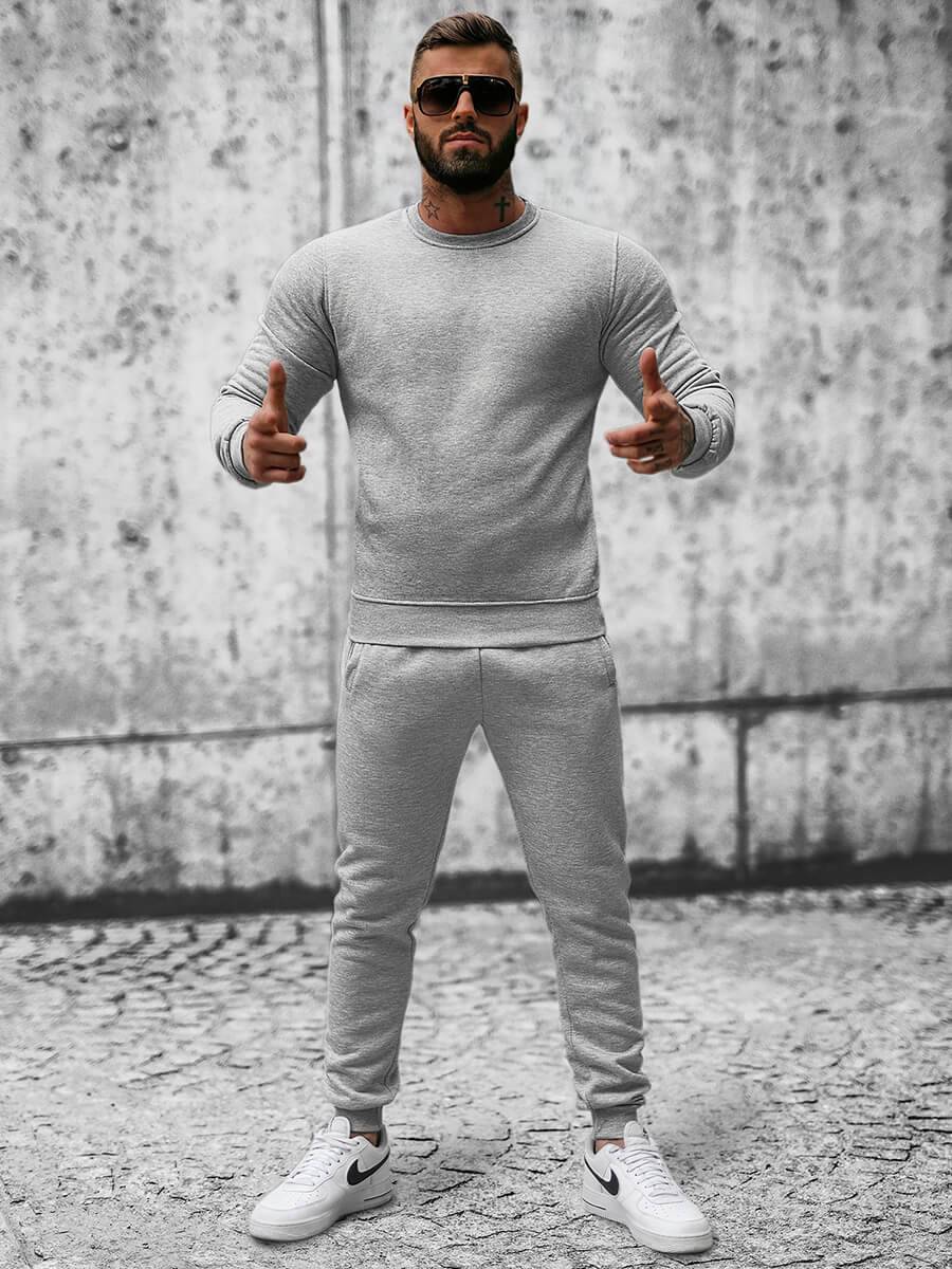 Ozonee Herren Sportanzug Grau OZONEE JS/XW2001 Neueste Mode