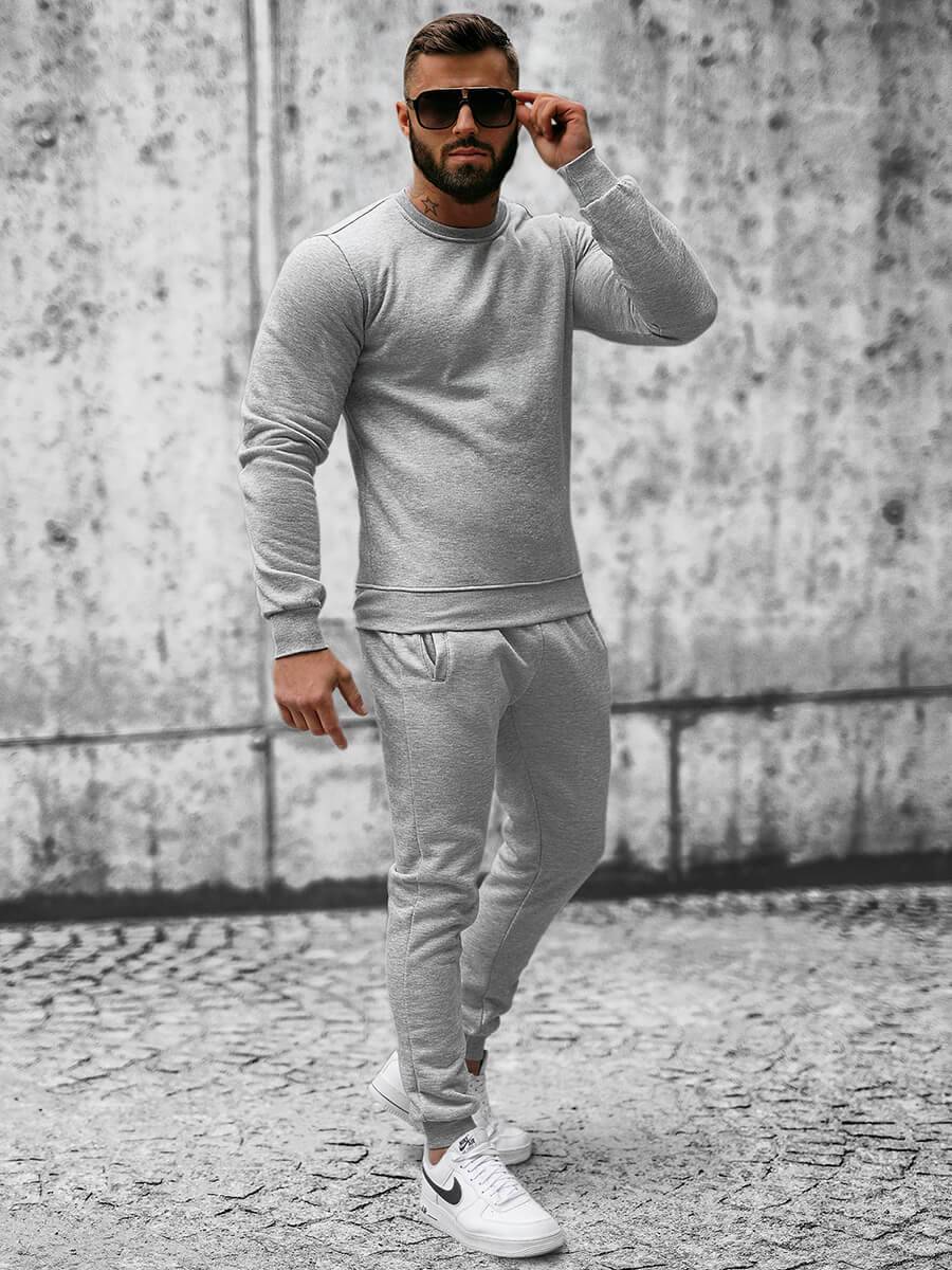 Ozonee Herren Sportanzug Grau OZONEE JS/XW2001 Neueste Mode