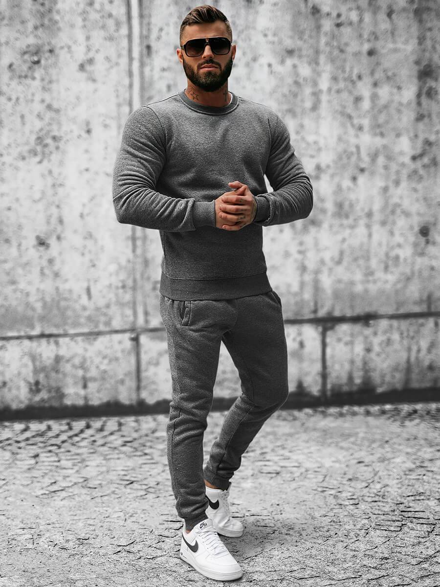 Ozonee Herren Sportanzug Anthrazit OZONEE JS/XW2001 Online Outlet