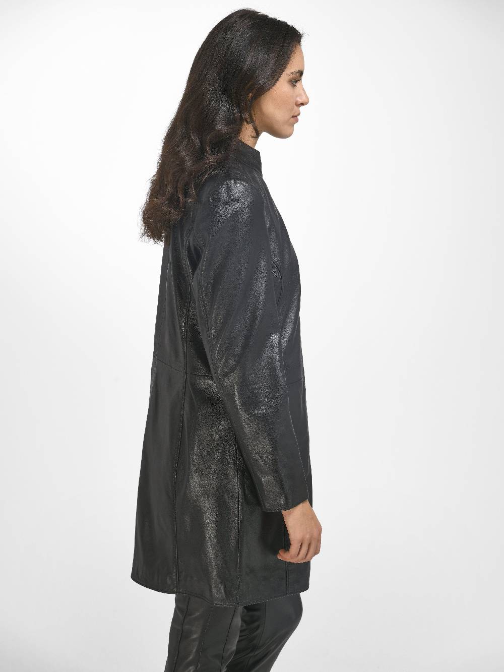 Emilia Lay Leder-Long-Jacke Super Rabatt