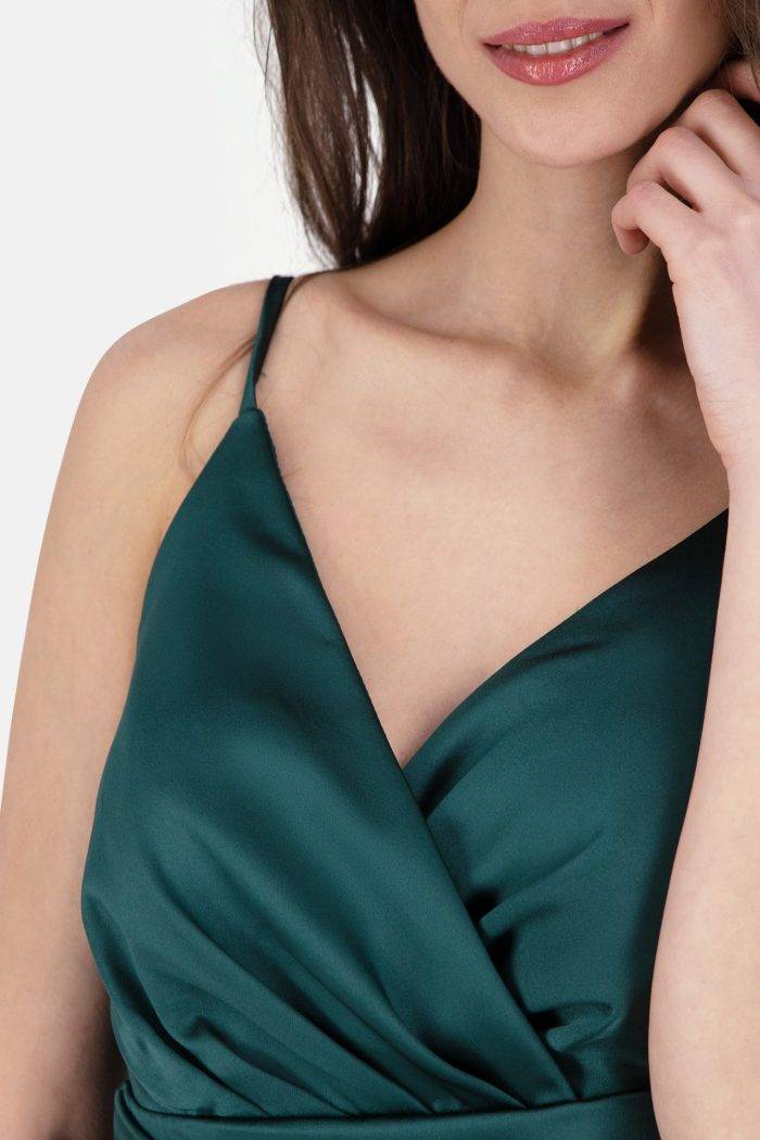 Prestije Spaghetti Kleid drapiert mit Beinschlitz Große Rabatte