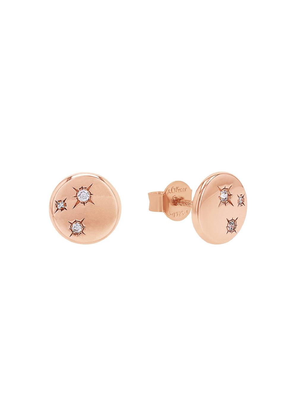 s.Oliver rosévergoldete Silber-Ohrstecker mit Stern-motiv Versandkostenfrei