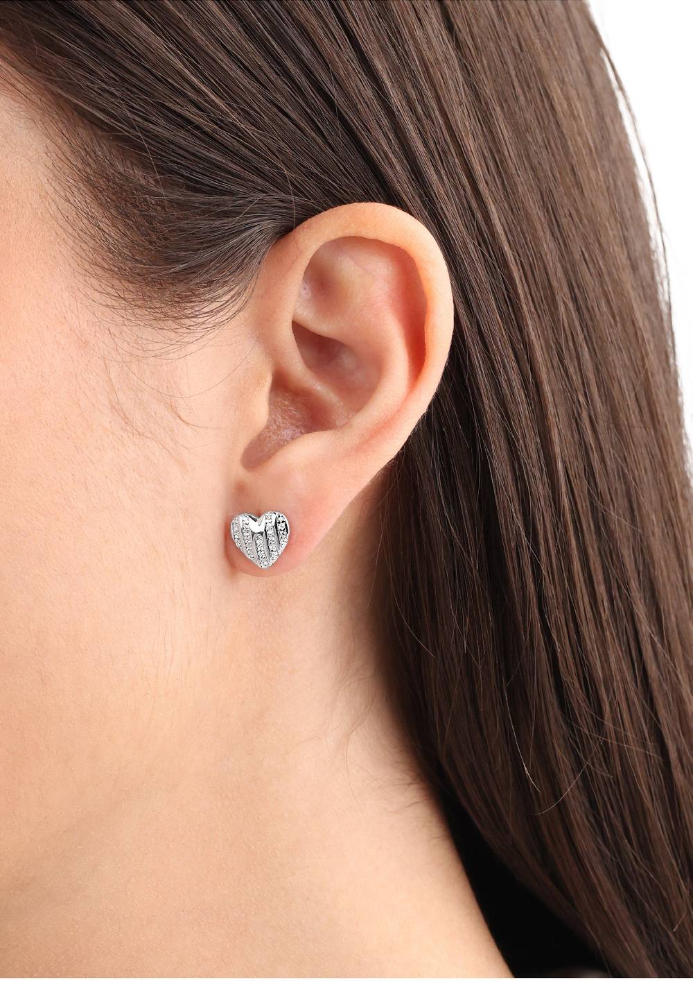 s.Oliver Silber-Ohrstecker mit Zirkonia-Steinen in Herzform Black Friday