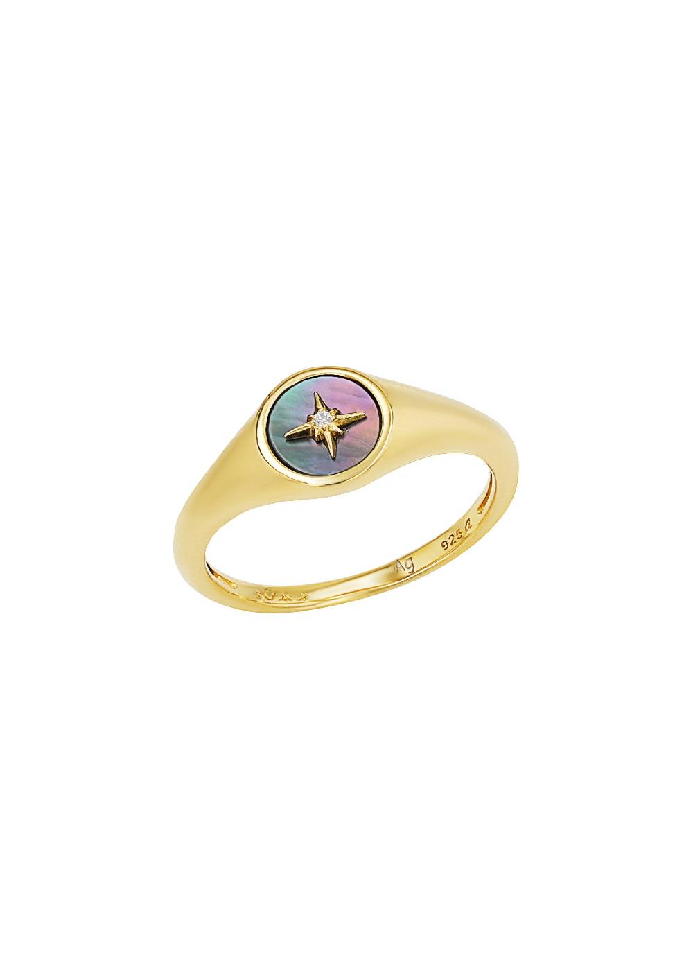 s.Oliver gelbvergoldeter Silber-Ring mit Stern-Motiv Cyber Monday