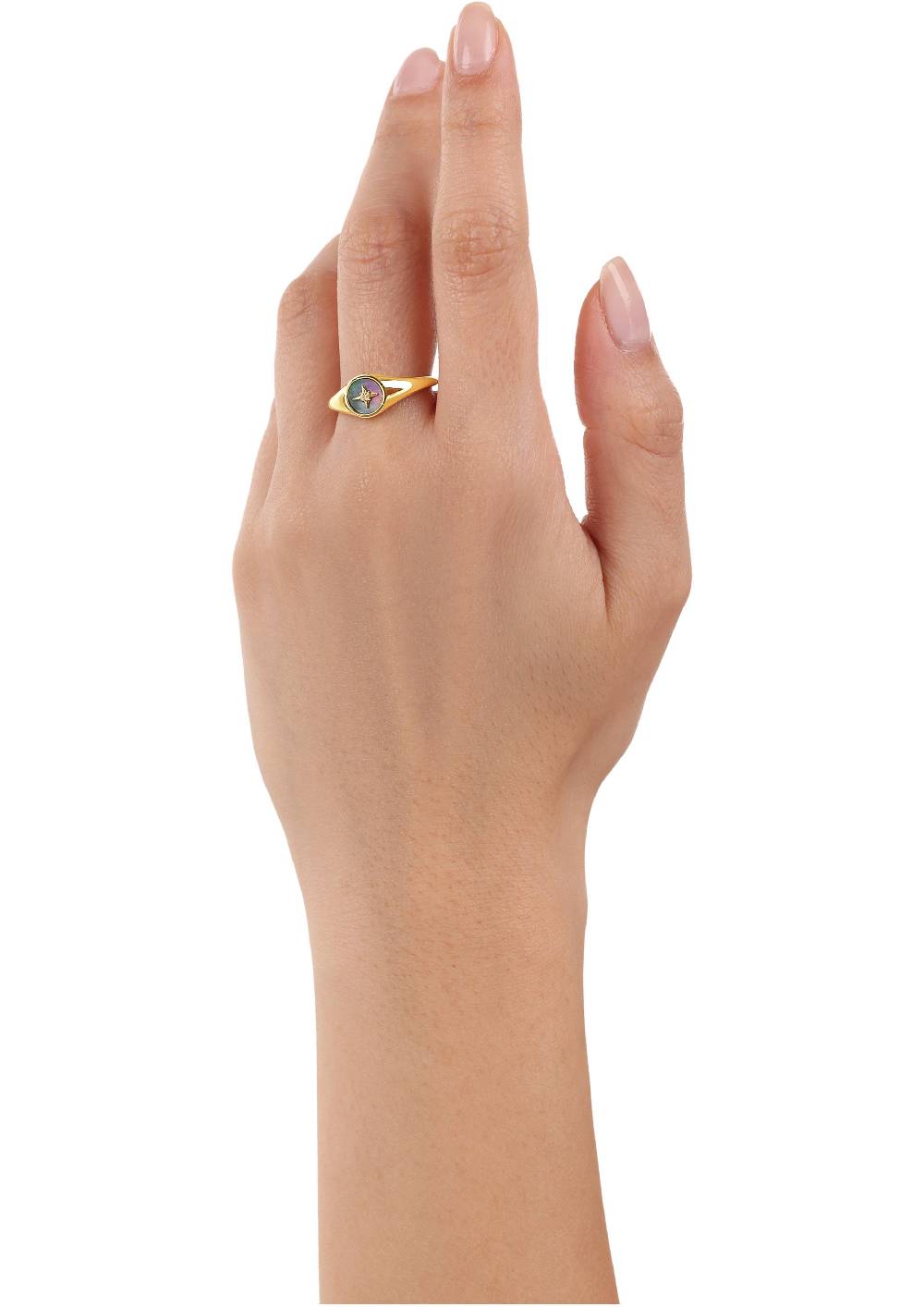 s.Oliver gelbvergoldeter Silber-Ring mit Stern-Motiv Cyber Monday