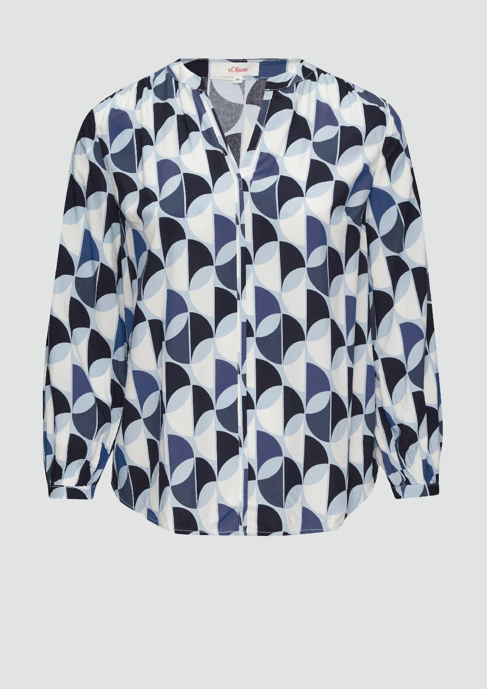 s.Oliver Viskose-Bluse mit Raffdetails und All-over-Print Tägliche Deals