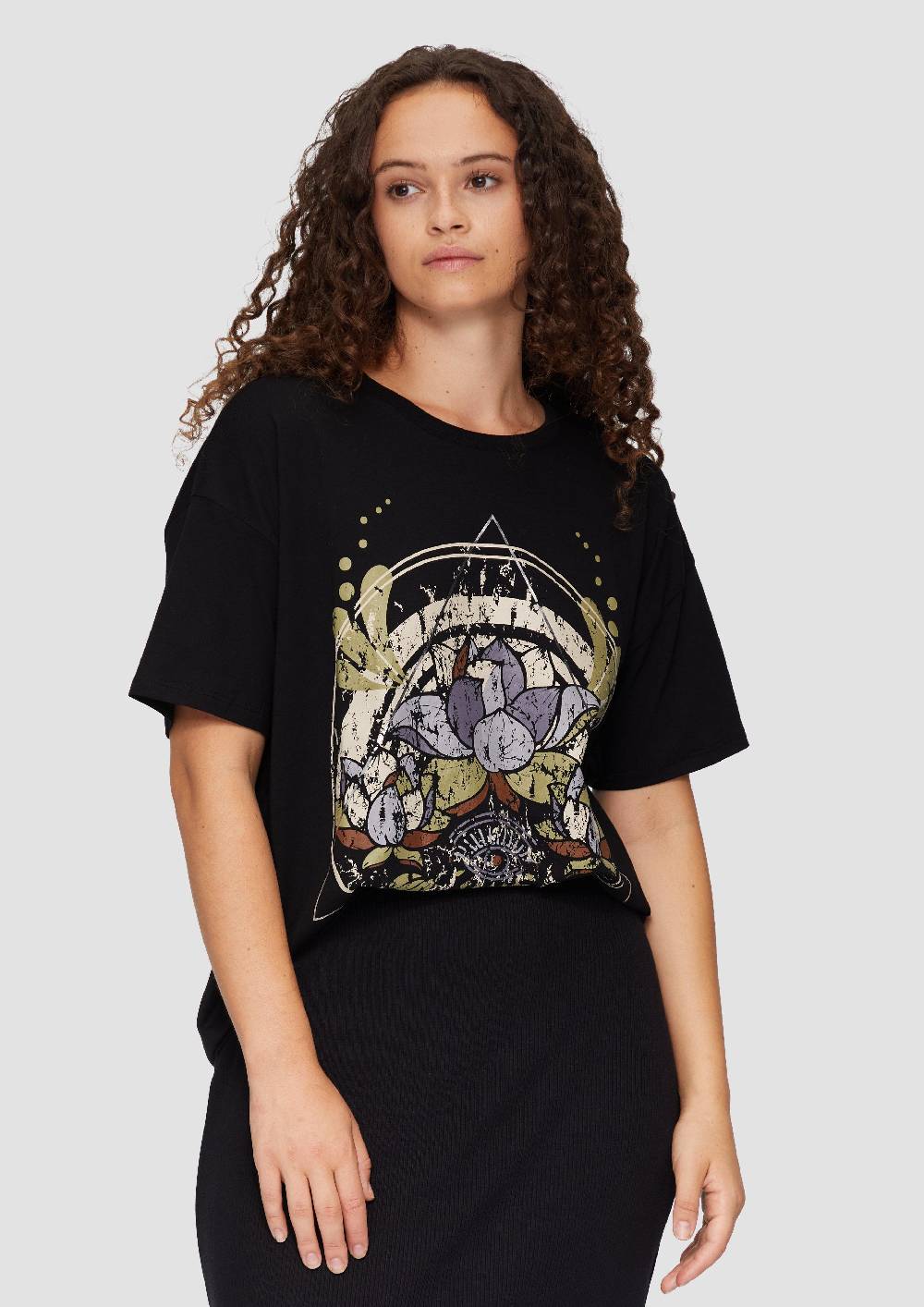 s.Oliver Print-T-Shirt mit überschnittenen Schultern Begrenzte Freigabe