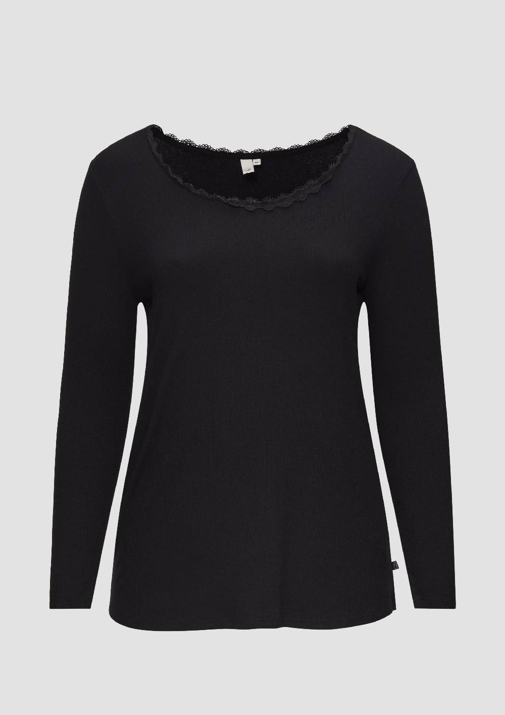 s.Oliver Rippshirt aus Viskosemix mit Spitzendetail Bis zu 50% Rabatt