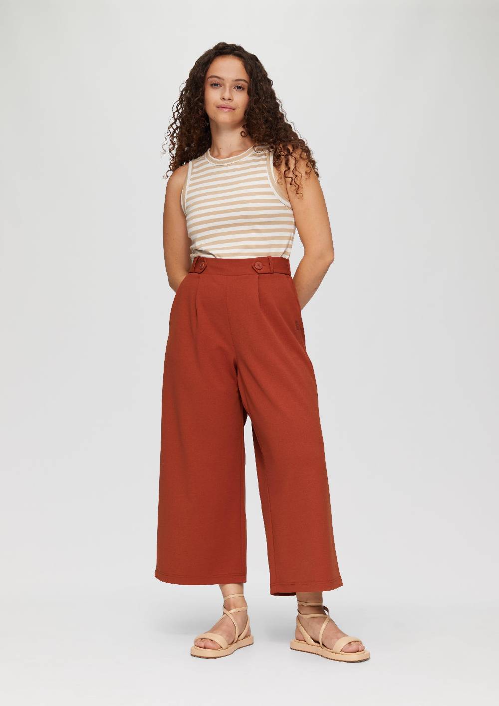 s.Oliver Elastische Wide-Leg-Hose aus Crêpe Super Rabatt