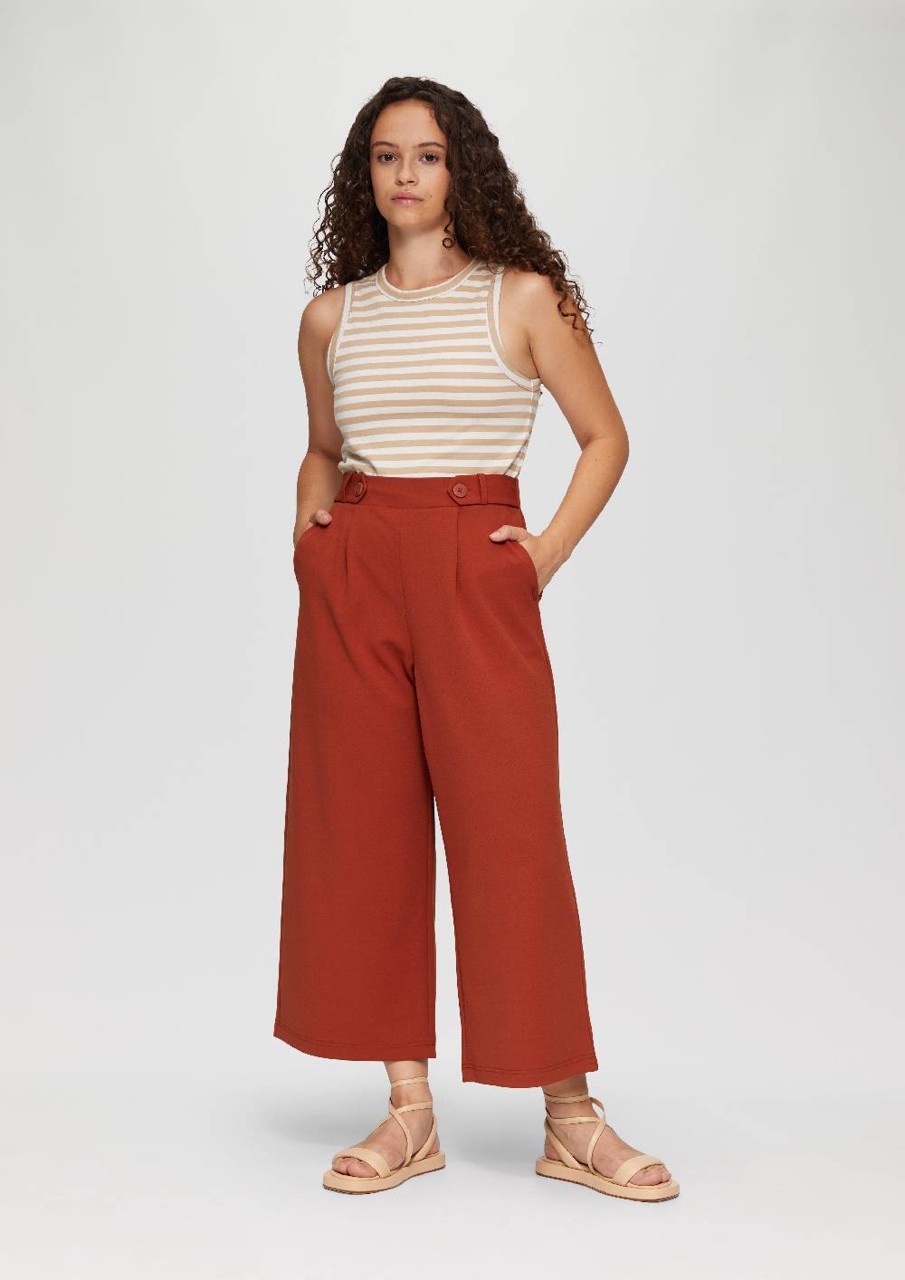 s.Oliver Elastische Wide-Leg-Hose aus Crêpe Super Rabatt