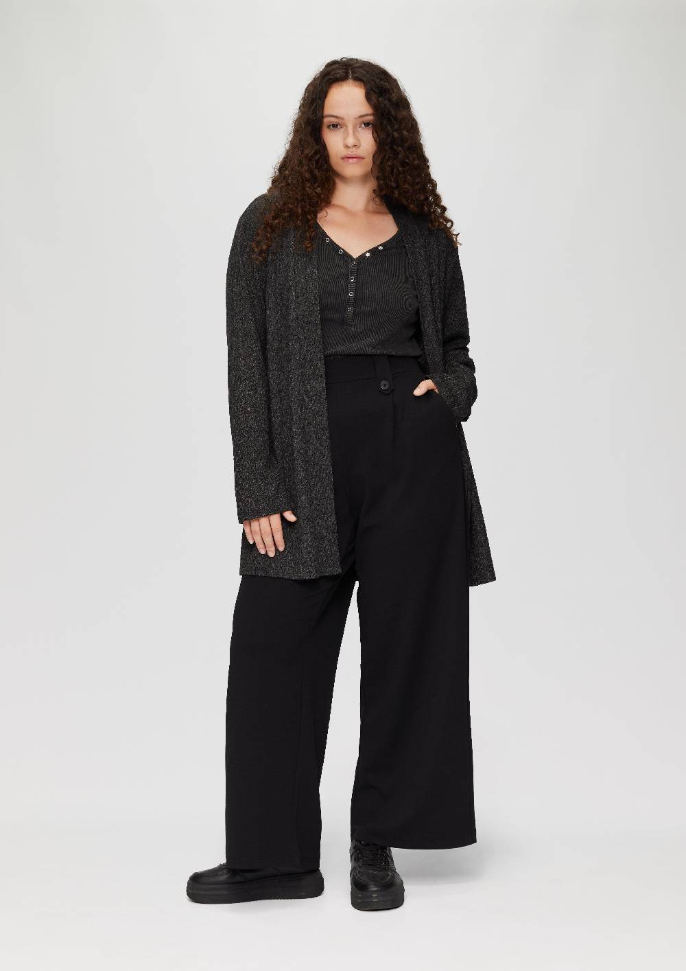 s.Oliver Gerippter Long-Cardigan in melierter Optik Black Friday Preise