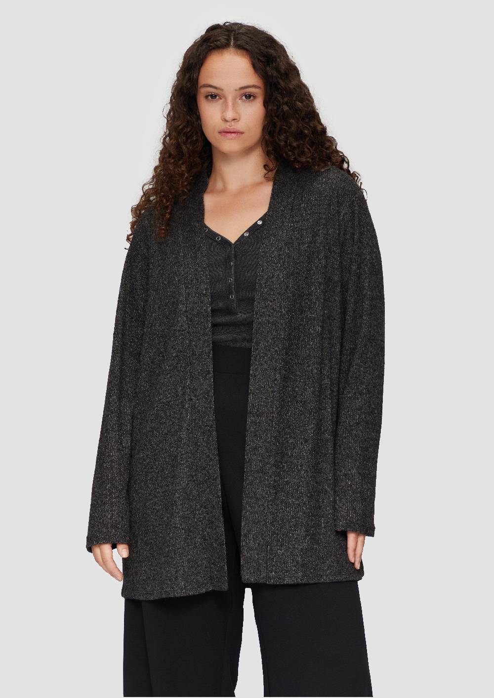 s.Oliver Gerippter Long-Cardigan in melierter Optik Black Friday Preise