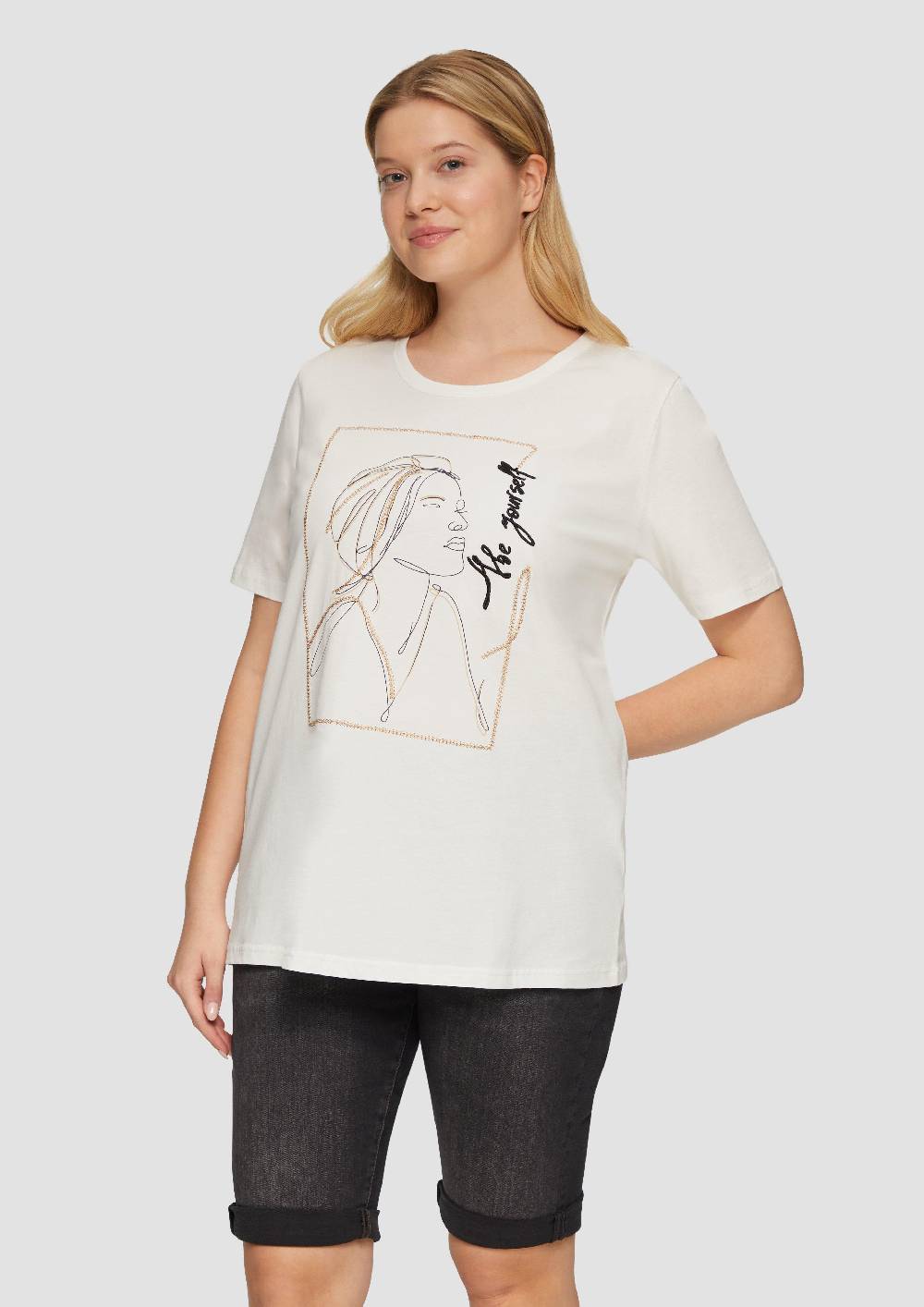 s.Oliver T-Shirt mit Stickerei-Artwork Rabatte dieses Monats