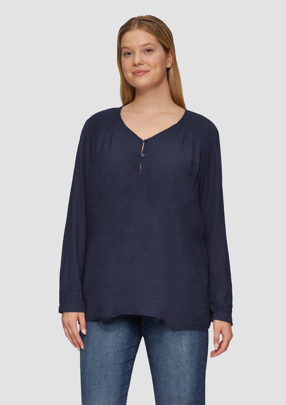 s.Oliver Strukturierte Bluse aus Viskosemix mit Smok Detail Outlet