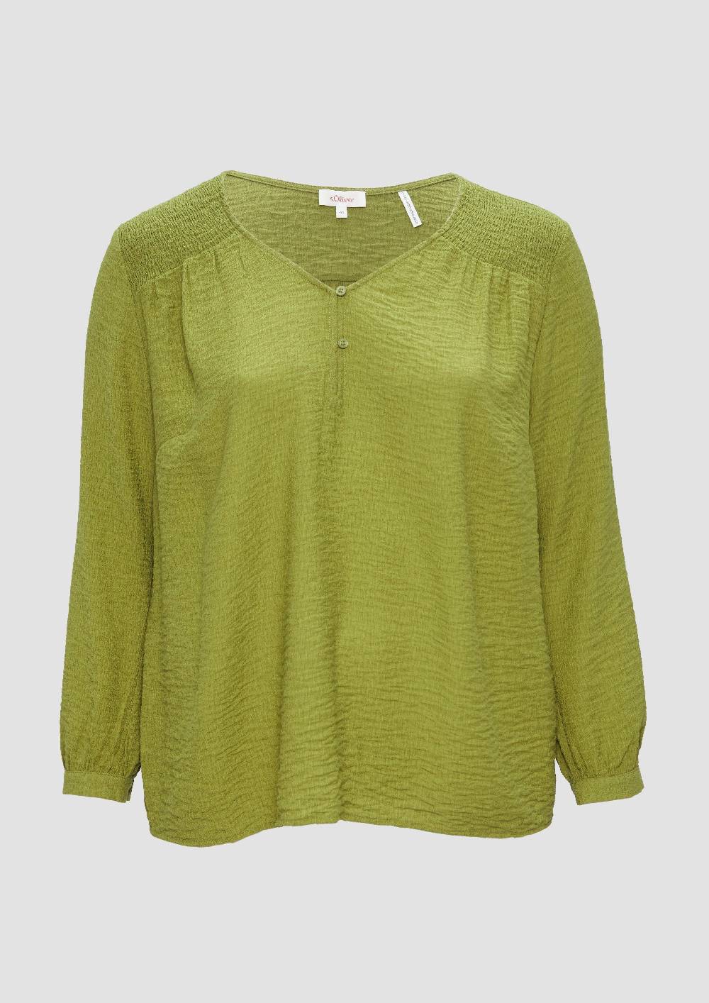 s.Oliver Strukturierte Bluse aus Viskosemix mit Smok Detail Schlussverkauf