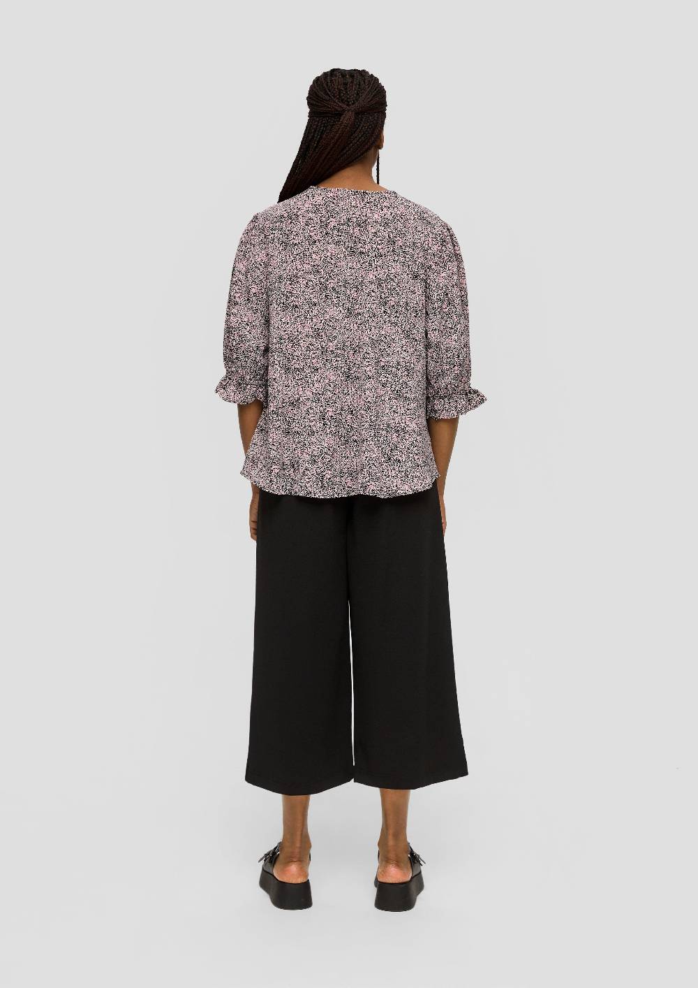 s.Oliver Kurze, gemusterte Bluse mit Raffung Preisnachlass