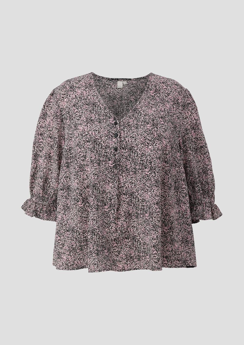 s.Oliver Kurze, gemusterte Bluse mit Raffung Preisnachlass