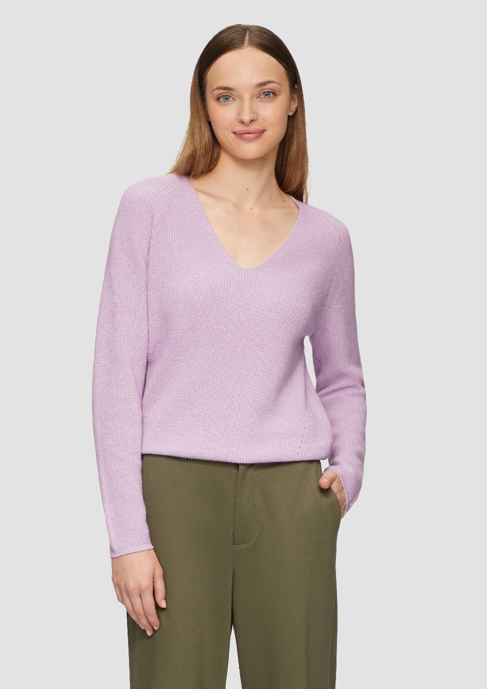 s.Oliver Strickpullover mit V-Ausschnitt und Raglan-Ärmeln Letzte 2 Tage