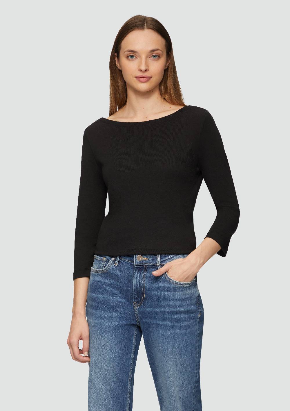 s.Oliver T-Shirt mit 3/4-Arm und U-Boot Ausschnitt Discount Store für neue Produkte