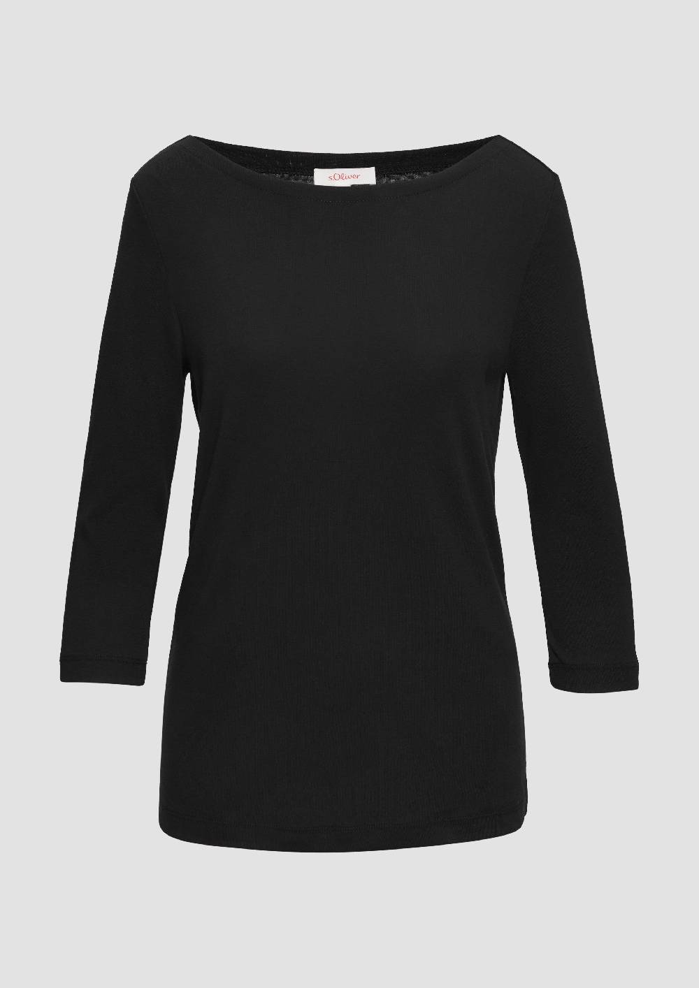 s.Oliver T-Shirt mit 3/4-Arm und U-Boot Ausschnitt Discount Store für neue Produkte