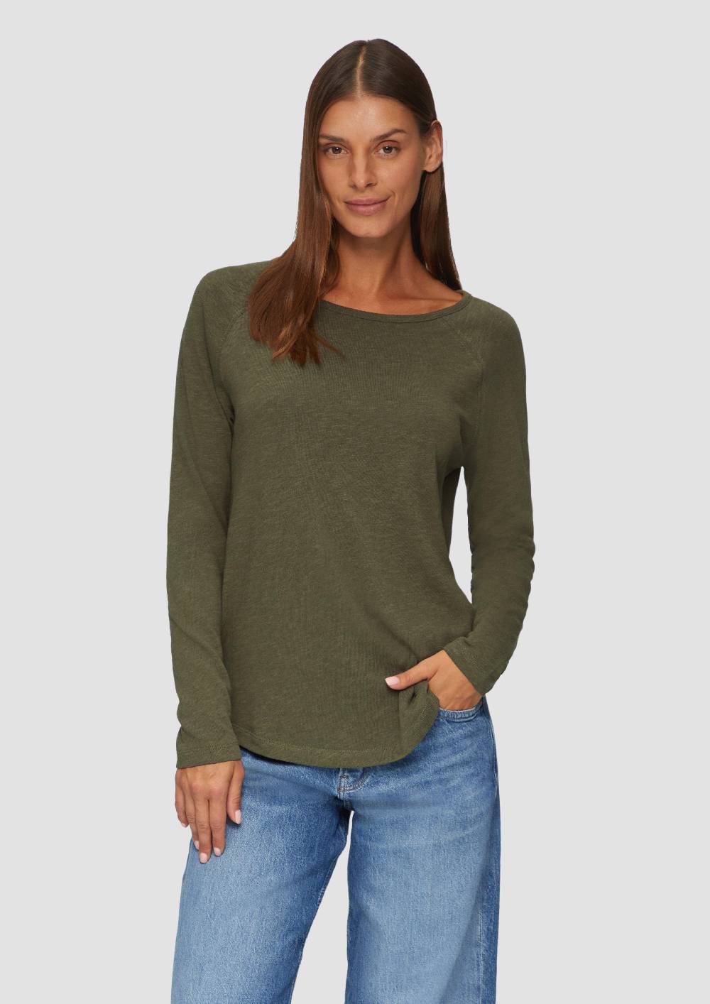 s.Oliver Langarmshirt mit Flammgarnstruktur und Raglanärmeln 50% Rabatt mit kostenlosem Versand