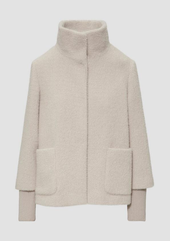 s.Oliver Flauschige Jacke mit Strickbündchen am Ärmel